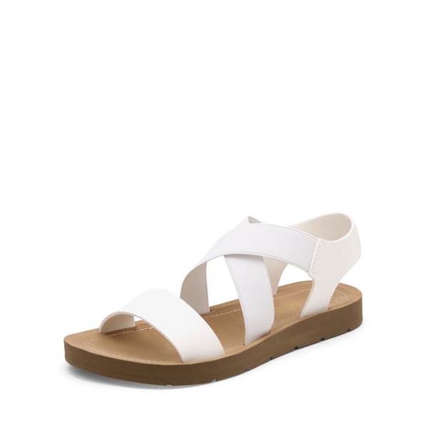 Criss Cross Ankle Strap Flat Sandals - WHITE -  0